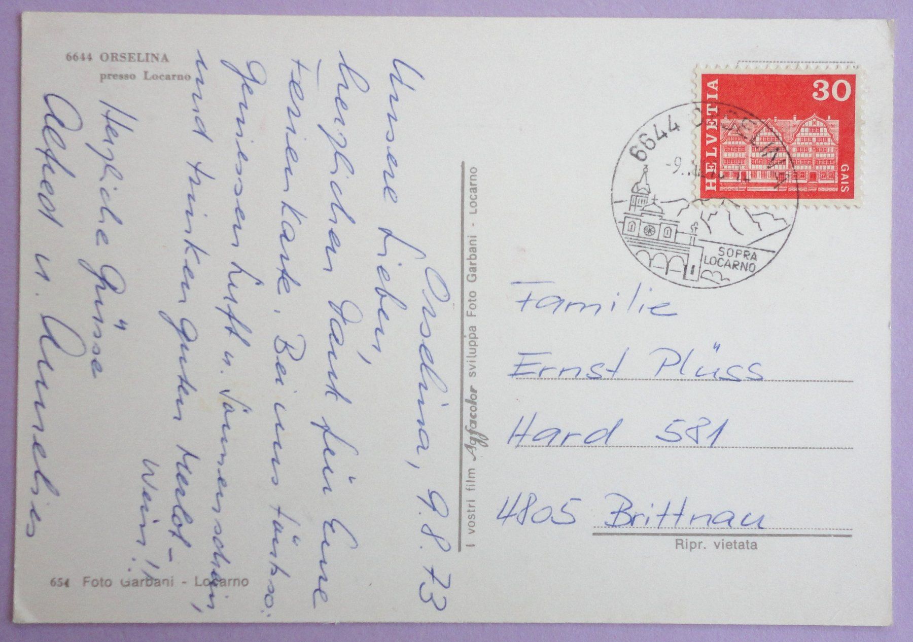 Cartoline postali: Orselina, presso Locarno – Usato da Fétigny venduto da Billy2miny 1