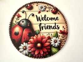 Ladybug "Welcome Friends" Door Hanger Sign Decoration