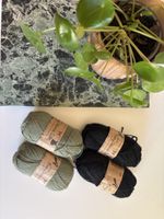 Drops Baby Alpaca Silk Wolle 4 Knäuel grün & schwarz