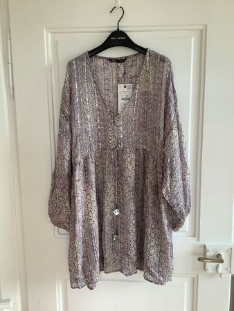 Fluides Kleid fein gemustert, Viscose, Zara, L, Neu