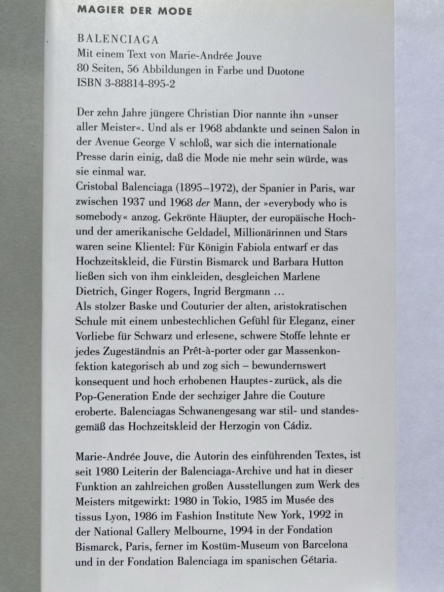 Libri: BALENCIAGA - Magier der Mode Buch – Usato da Zürich venduto da lesgarcons 2