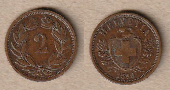 Tutti le monete: 2 Rappen 1890 – Usato da Allschwil venduto da Coinfreak