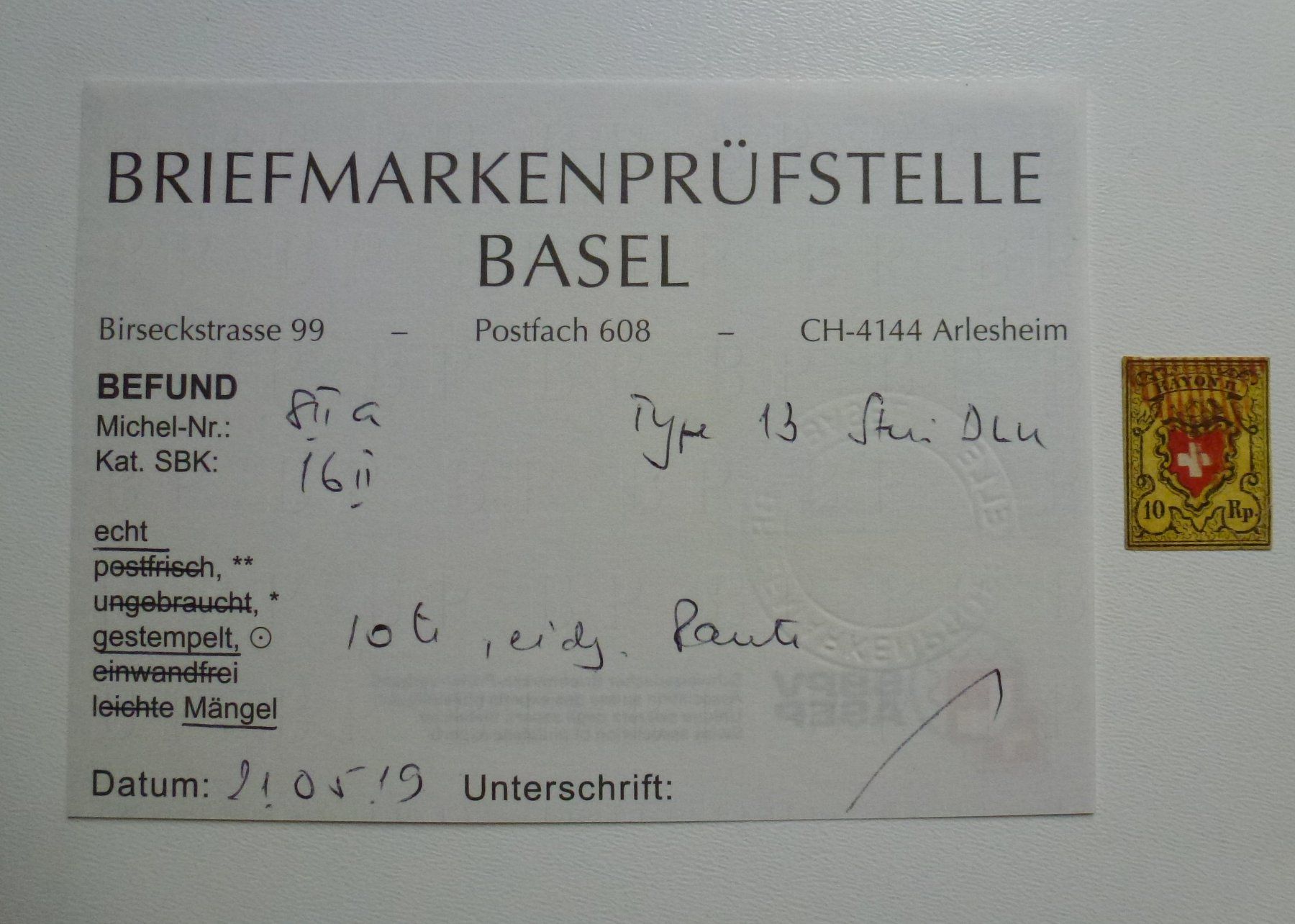 Alle Briefmarken: 1850 - Rayon II - Typ 13 - Stein DLU mit Befund – Gebraucht aus Walkringen von Casablanca777 2