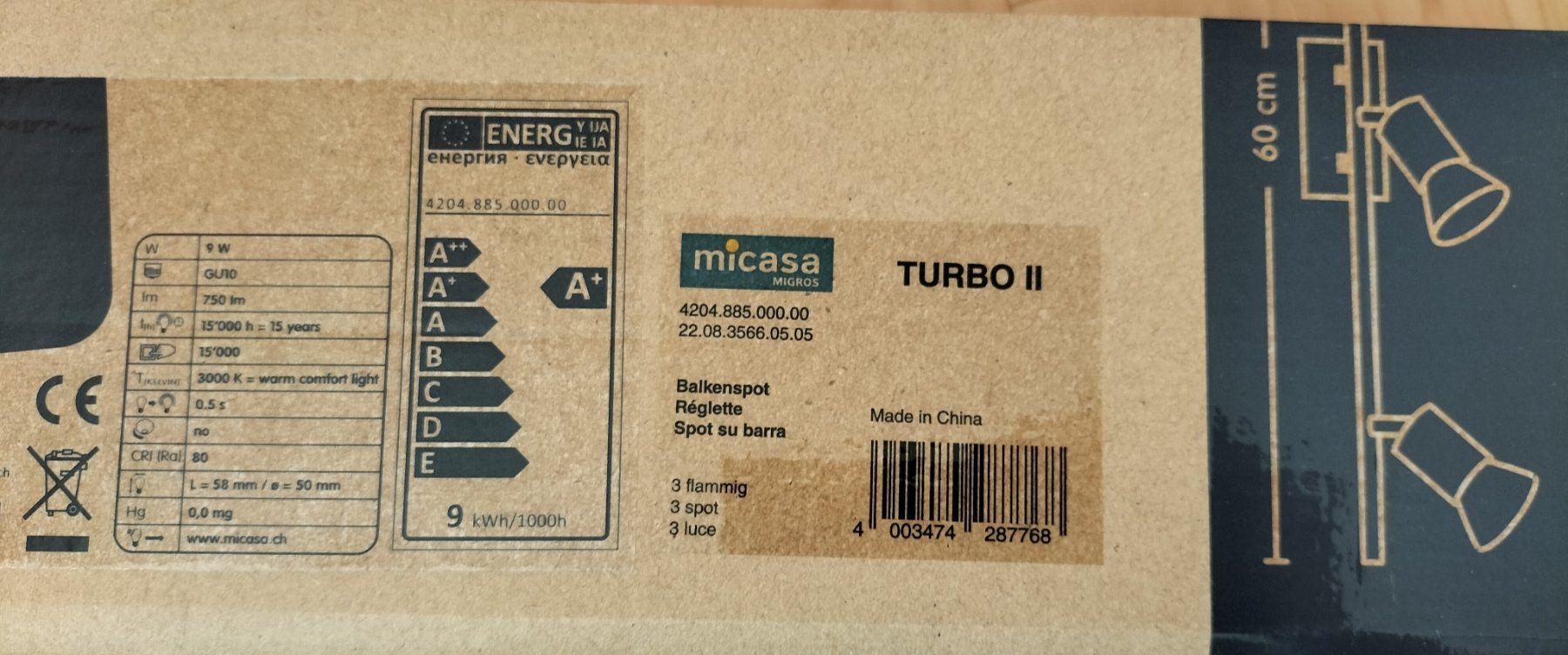 Micasa Lampadari & plafoniere: Balkenspot 3-flammig – Nuovo e nell'imballaggio originale da Urswil venduto da fab_ydv7 2