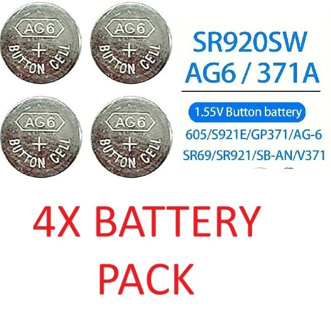 Caricatori & Batterie: 4x Batterie AG6 / 371 / SR920 1.55v check compatibility list – Nuovo e nell'imballaggio originale da Losone venduto da bal_gfp6