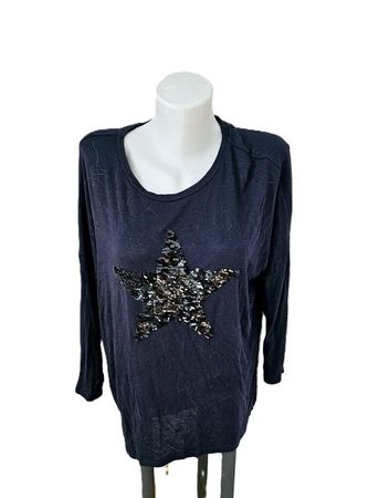 Leichter Pullover Gr. L ONLY dunkelblau mit Glitzer Stern