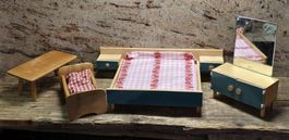 Puppenhausmöbel Kinderzimmer Set mit Bett und Spiegel