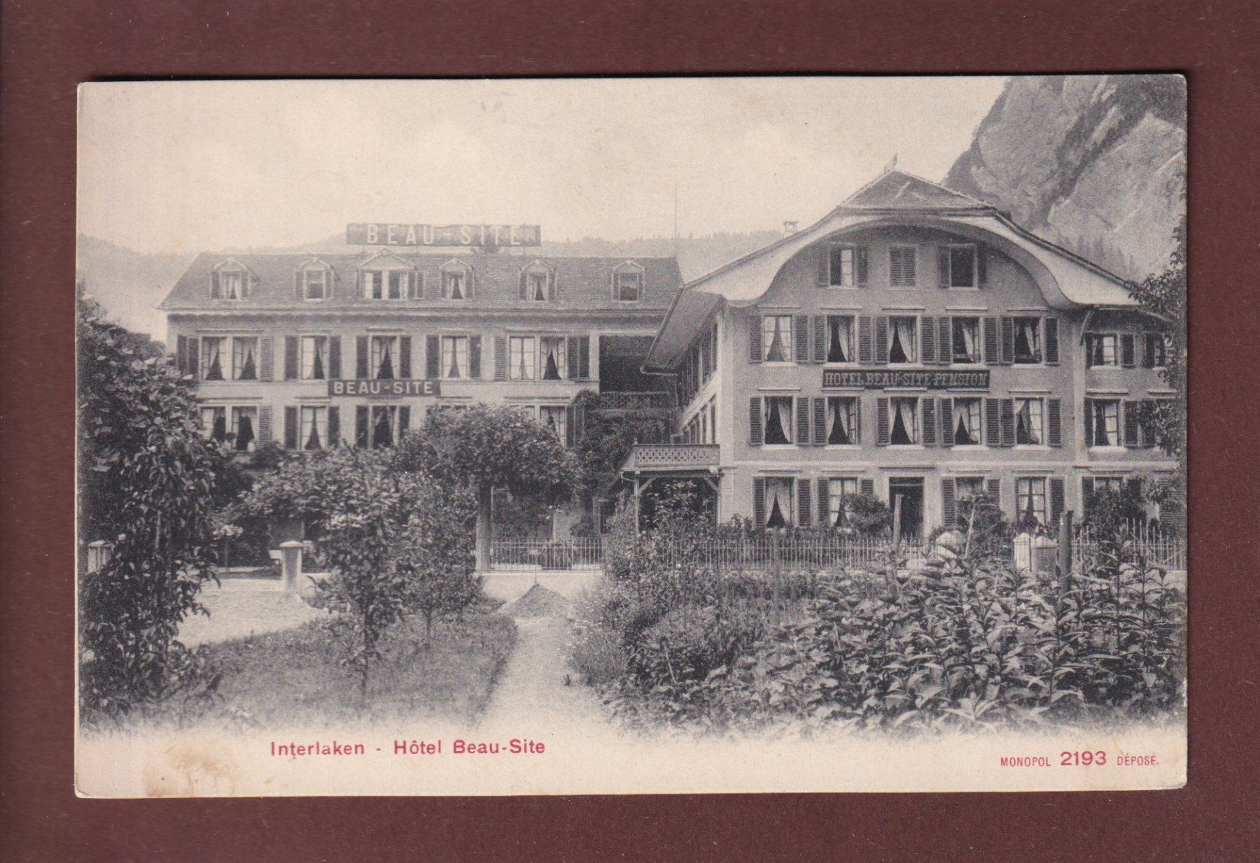 Cartoline postali: INTERLAKEN - Hotel Beau-Site – Usato da Pully venduto da nicecards