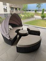 Sofa Lounge Set Polyrattan inkl. Dach, Sommer-Oase für Ba...