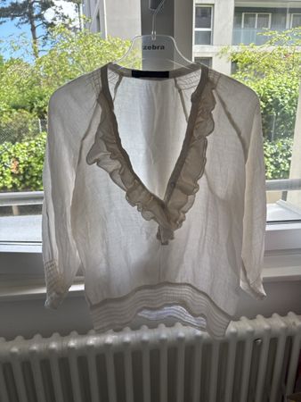 Chemisier d'été Zara blanc en lin - Taille S - Neuf!