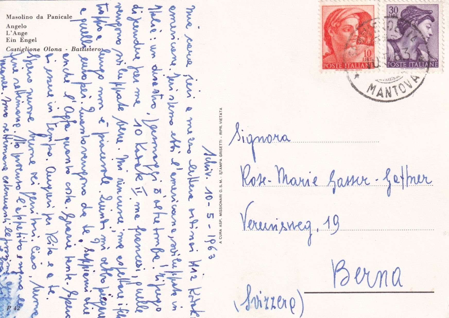 Cartoline postali: Engel (Bild von Masolino da Panicale) /mp – Usato da Hombrechtikon venduto da Rudolf07 1