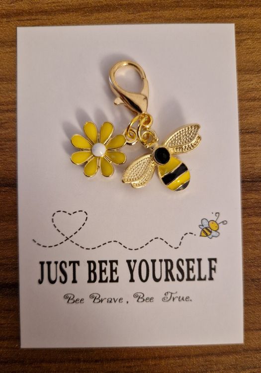 Schlüsselanhänger Mit Biene & Gänseblümchen + Ermutigender Karte - Persönliches Geschenk Voller Positivität