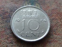 PAYS-BAS  Nederland  10  Cent  1964