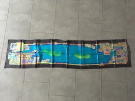 Buntes Seidenfoulard (lang, mit geometrischen Formen)