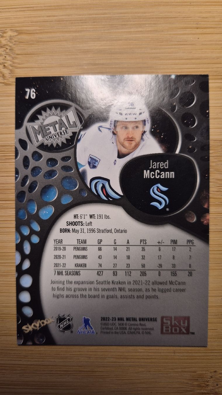 NHL Carte collezionabili: NHL Seattle Kraken Jared McCann – Usato da Bellach venduto da paedu-1980 1
