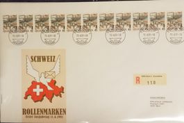 FDC Rollenmarken im 11-Streifen selten Angeboten