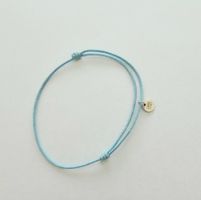 Hellblau Kordelarmband - Verstellbar mit Silber 925 Anhänger