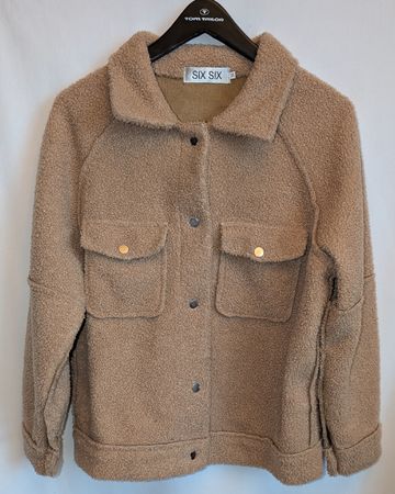 Fleece Übergangsjacke Wuschel Herbst braun beige Gr. S / M