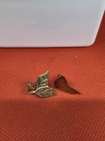 Ohrclips Blatt Motiv goldfarben Metall guter Zustand