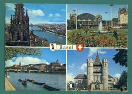 Basel, 4 Ansichten, ungelaufen, ca. 1966, Grossformat