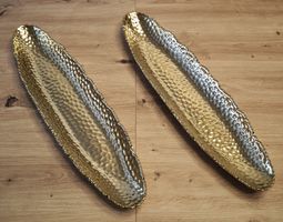 2x goldfarbene Schalen/Tablets - Keramik, 50x13cm
