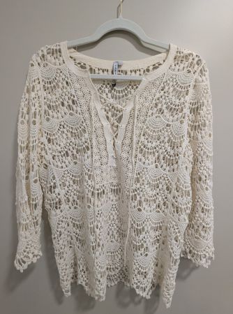 Luftiges Boho Sommer Oberteil creme/beige Gr. M/L