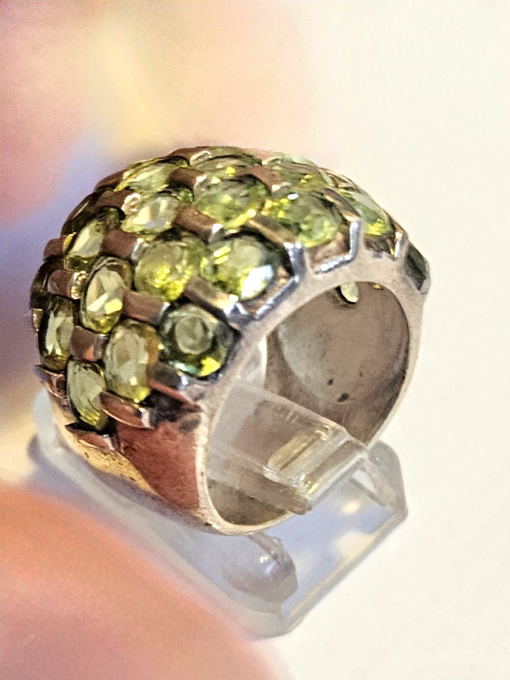 Anelli: Vintage Silberring mit grünen Peridot Steinen – Nuovo (secondo la descrizione) da Zürich venduto da adriben 3