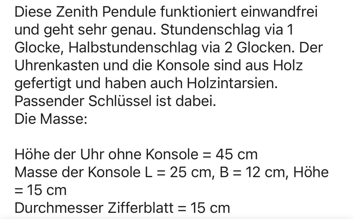 Zenith Stand- & Wanduhren: Zenith Pendula – Gebraucht aus Igis von swyssair01 5