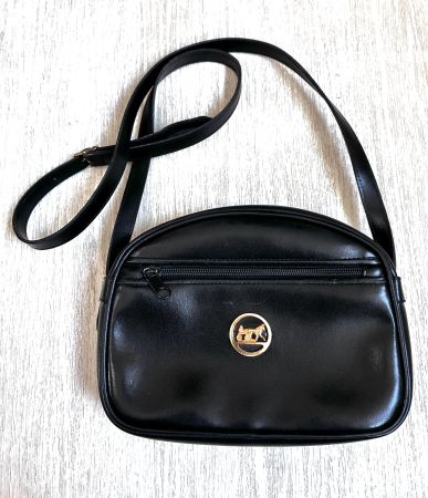 Schwarze Vintage Ledertasche , Maranzana made in Italy
