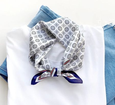 New 53cm 100% Silk Scarf, White Klein Halstuch, Men's Scarf