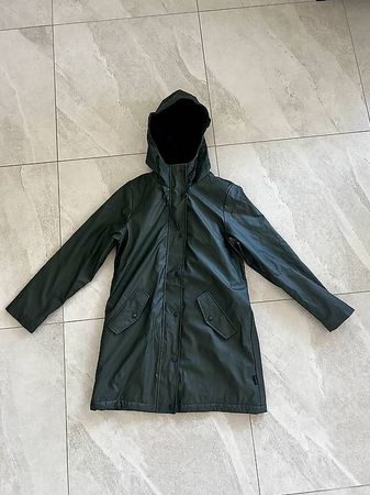 ONLY Regenjacke Mantel Dunkelgrün Khaki Kapuze Gr. S