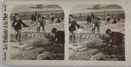 Stereofoto, Kinder am Meer, Frankreich