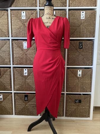 Stunning Wrap Midi Red Dress, new.