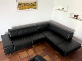 Ledersofa Ecksofa von Kanizsa Trend Andante in Amphora black