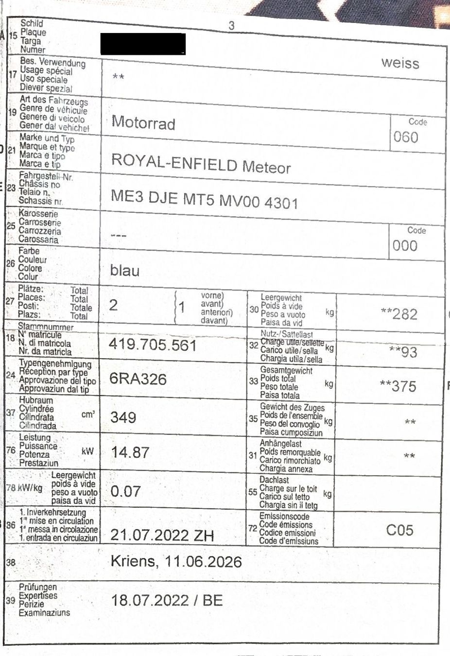 Royal Enfield Chopper: Royal Enfield Meteor 350 blau – Usato da Horw venduto da Pattini 6