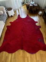 Makalu Designer Kuhfell Teppich Rot 4.37 m² Echtleder