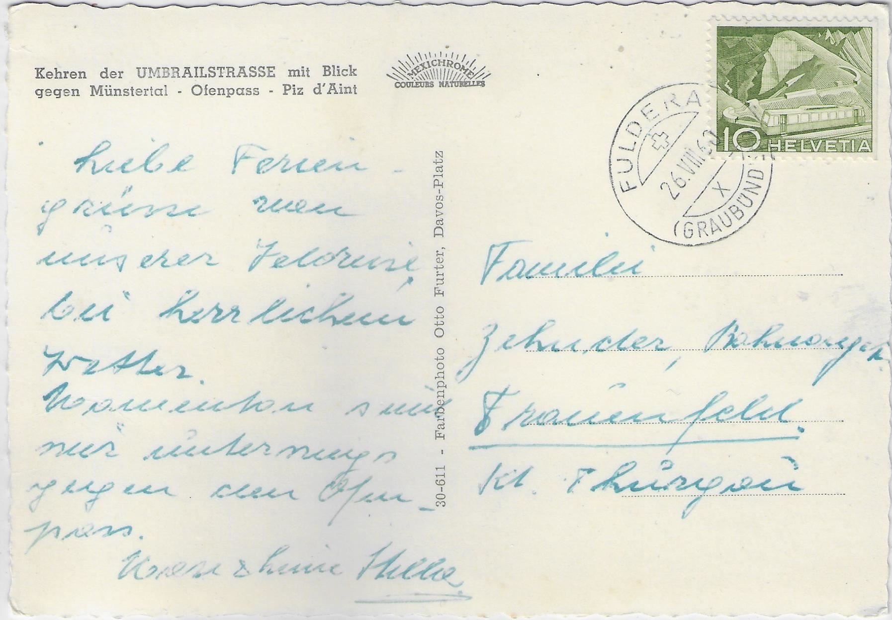Cartoline postali: Kehren der Umbrailstrasse mit Blick – Usato da Ettingen venduto da Kartenplanet 1