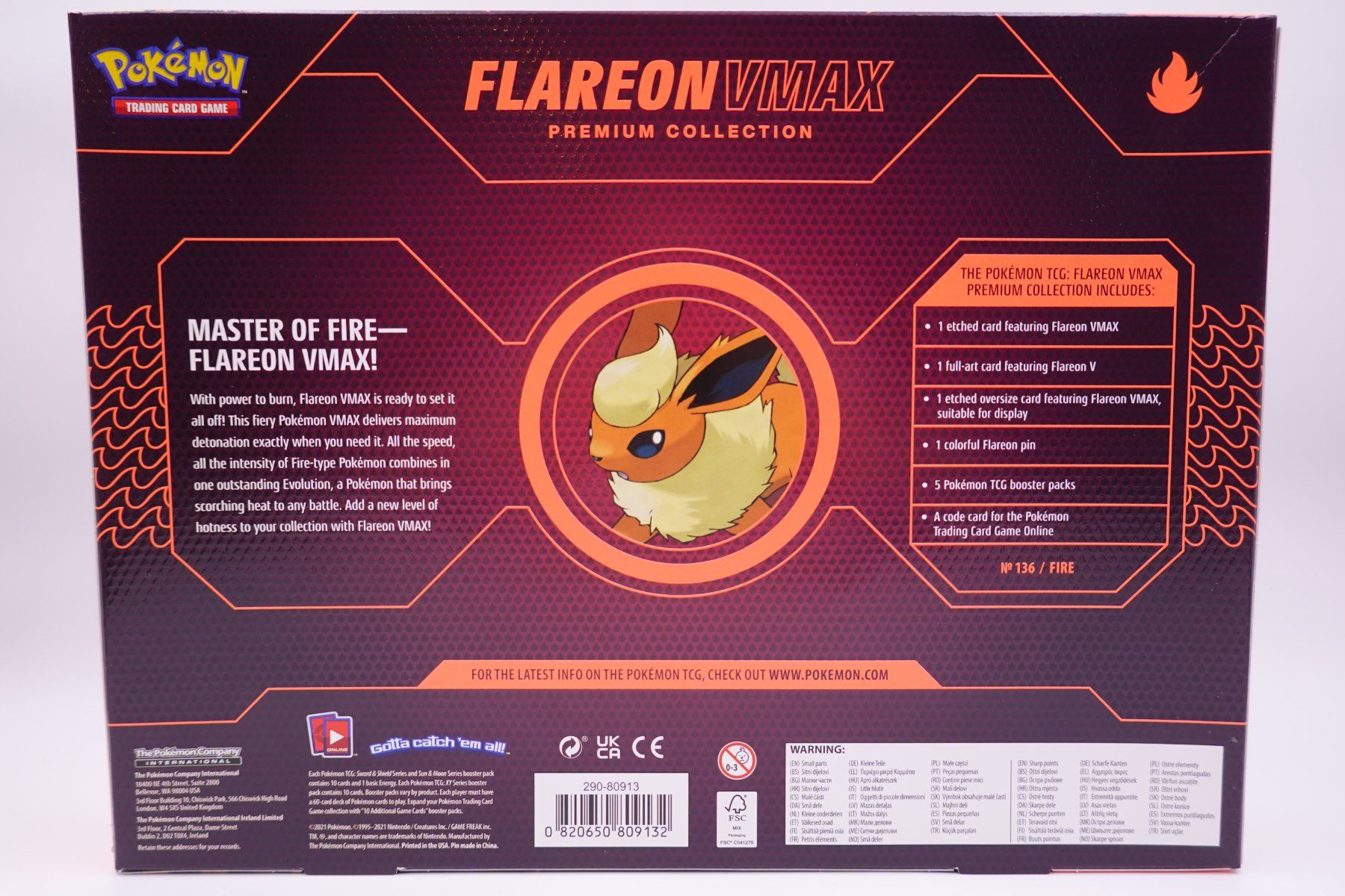 Pokémon Carte collezionabili: Pokemon Flareon VMAX Premium Collection Box – Nuovo e nell'imballaggio originale da Herisau venduto da ZelliZone 1
