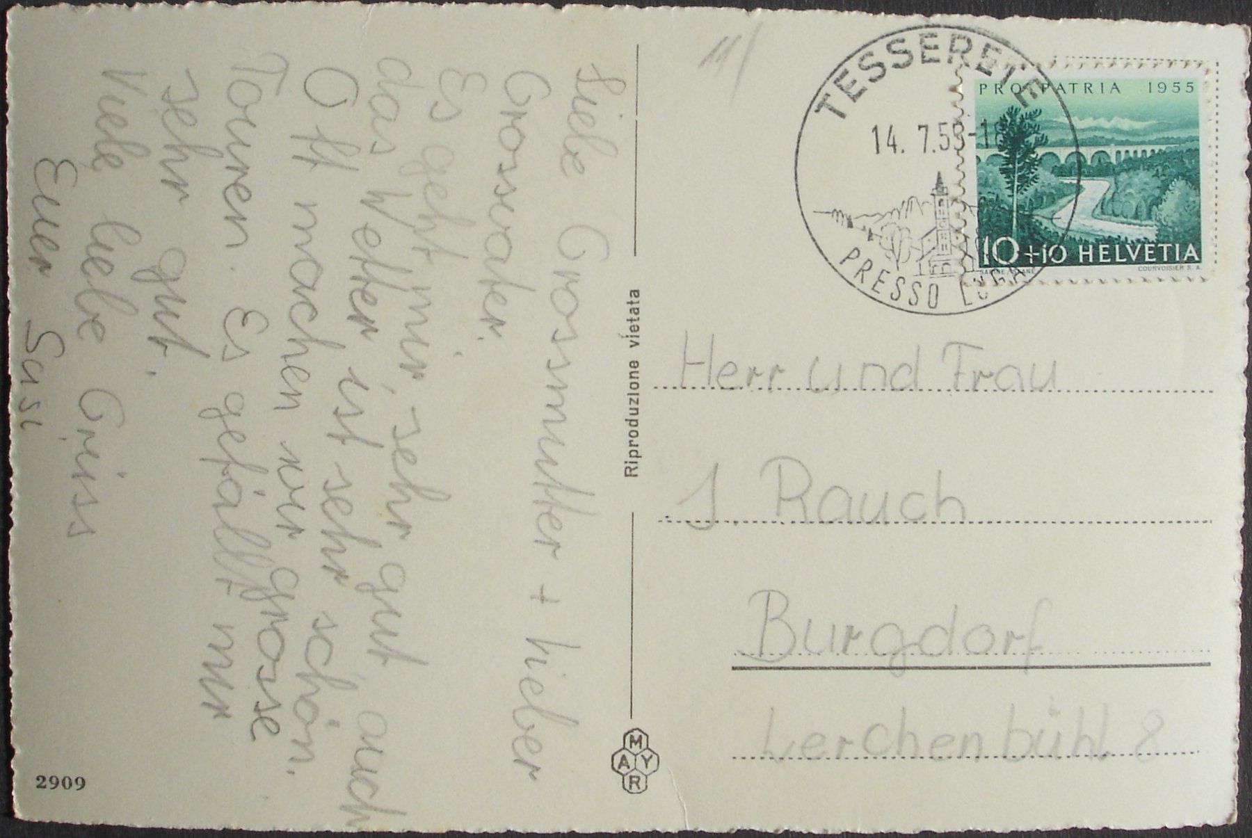 Cartoline postali: TESSERETE Bahnhof mit Lugano-Tesserete-Bahn – Usato da Jona venduto da philajona 2