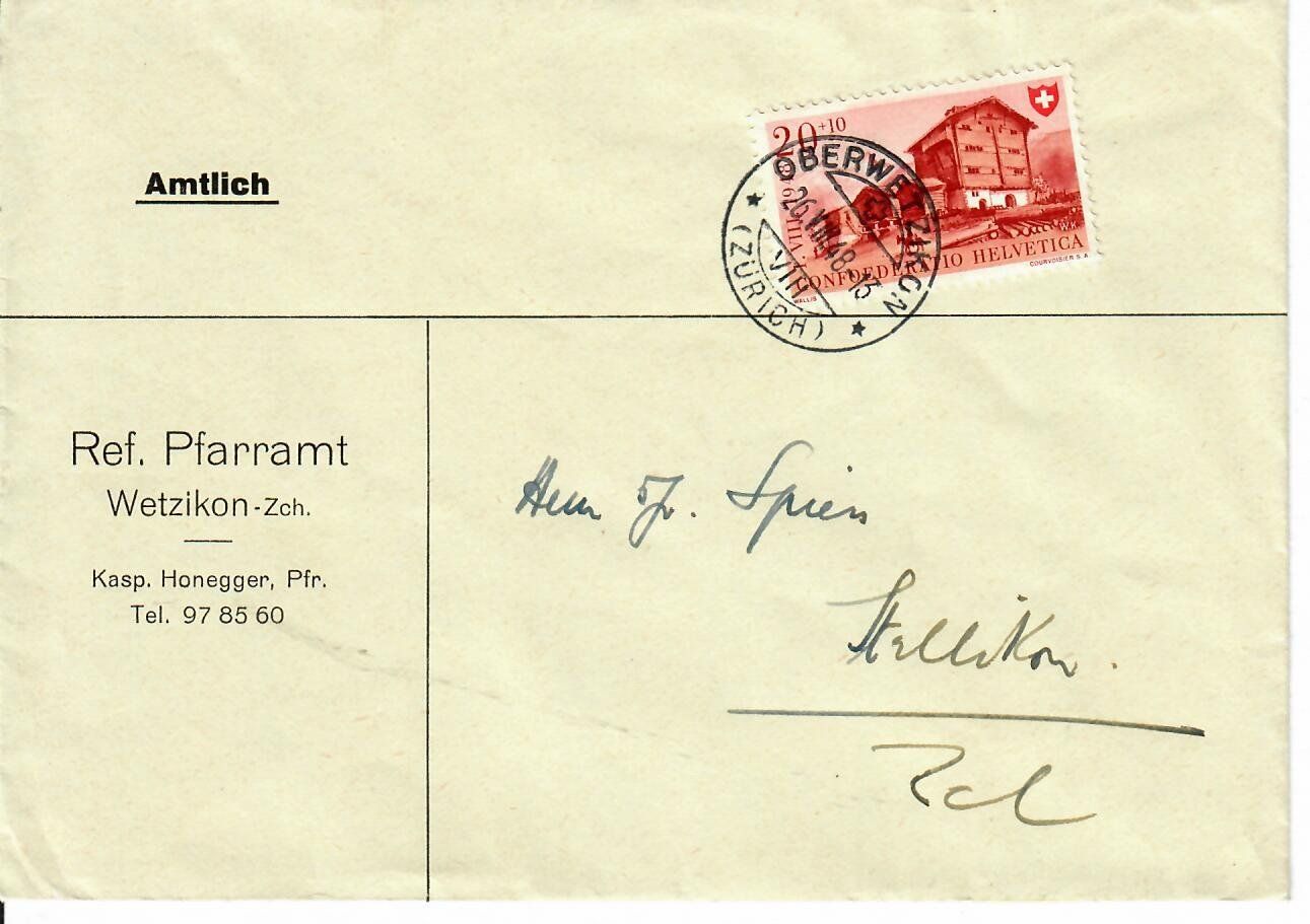 Alle Briefmarken: Brief, Wetzikon 1948 - Oberwetzikon – Gebraucht aus Hochdorf von Ziegel-16