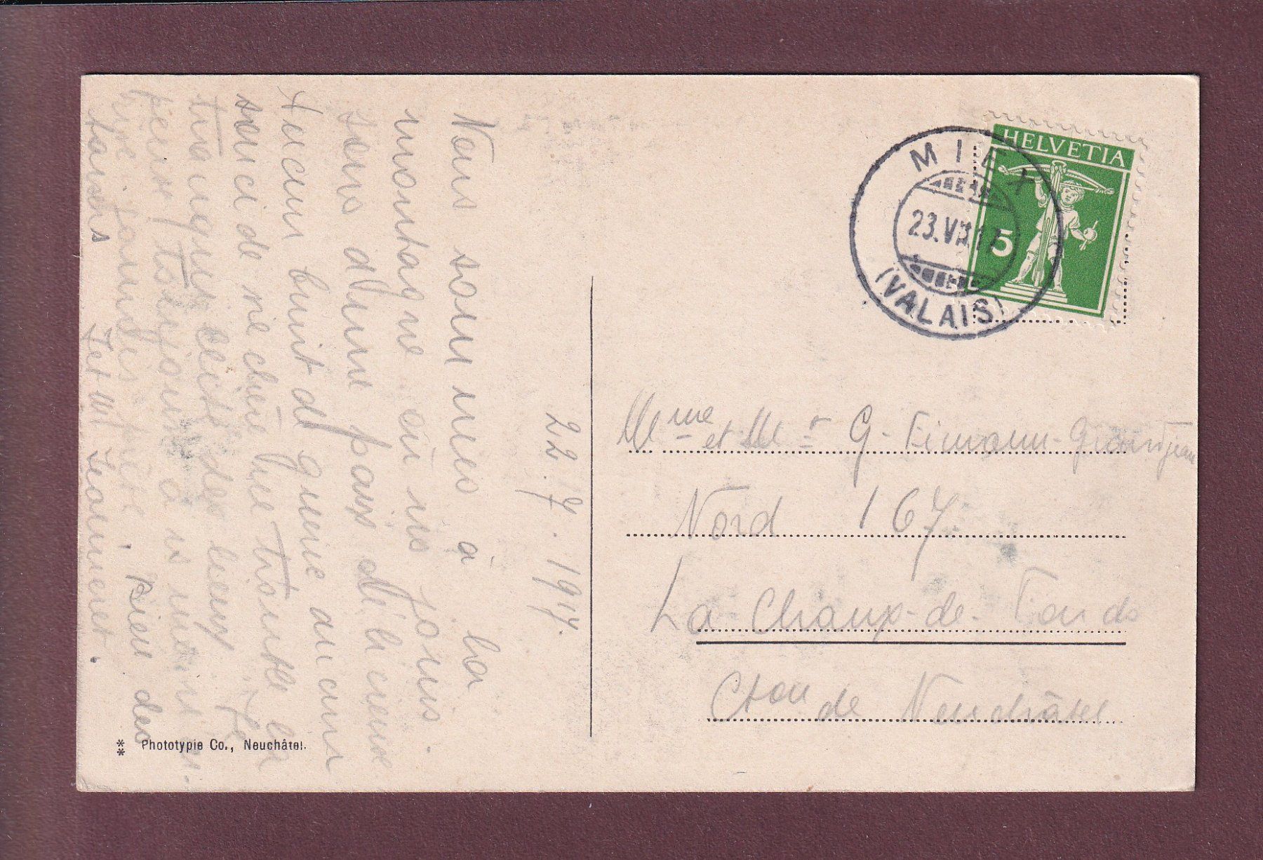 Cartoline postali: LAC TANAY - Pointe de Chambairy - 1917 – Usato da Pully venduto da nicecards 1