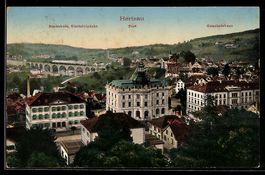 AK Herisau, Post, Realschule, Gemeindehaus und Glattalviaduk