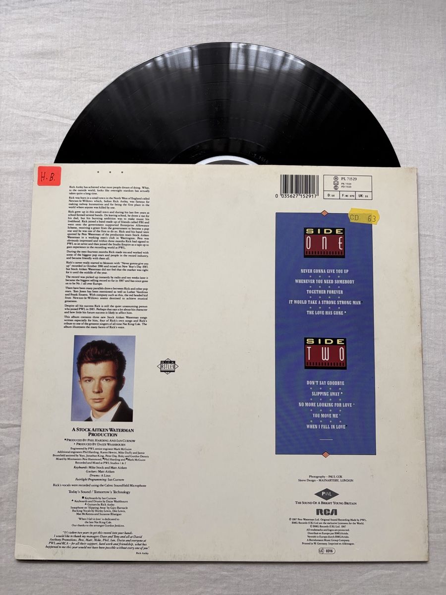 Schallplatten: Rick Astley / Whenever You Need Somebody  – Gebraucht aus Genève von NipponiaNippon 2
