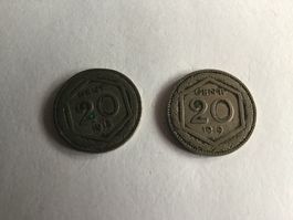 2x20 Cent Münzen Königreich Italien