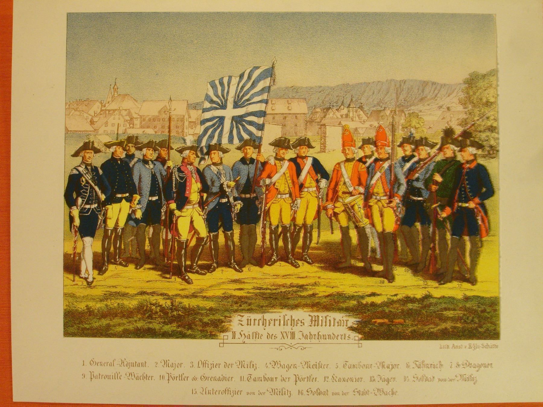 Grafica & Litografie: ZÜRICH, MILITÄR, FARBLITHOGRAPHIE 1867 – Usato da Grüningen venduto da Kartensammler