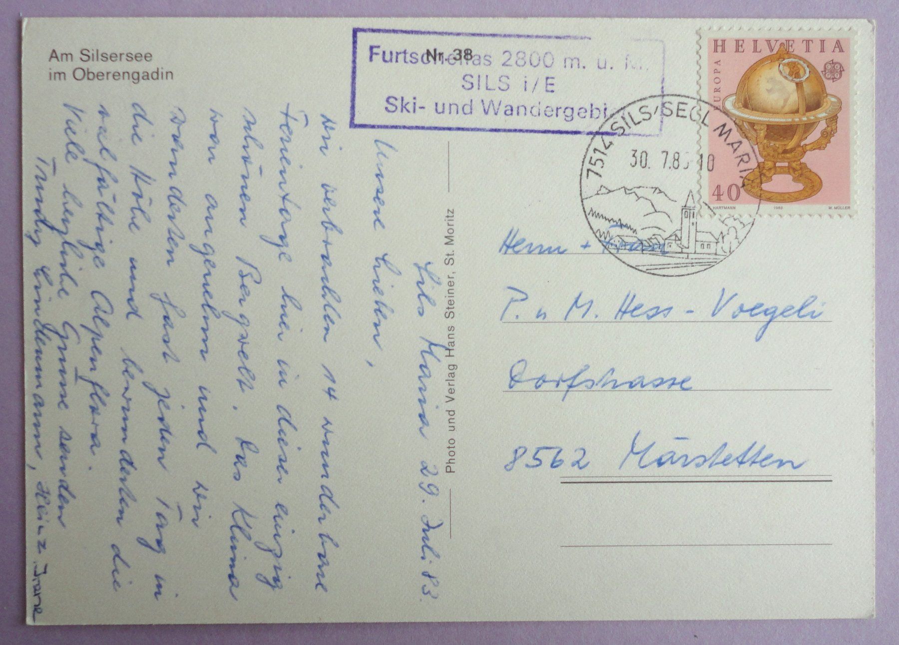 Cartoline postali: Am Silsersee am Oberengadin – Usato da Fétigny venduto da Billy2miny 1