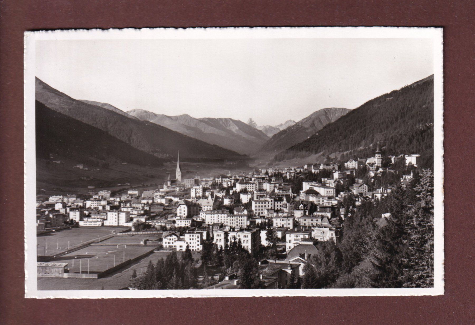 Ansichtskarten: Morgensonne auf DAVOS - 1959 – Gebraucht aus Pully von nicecards