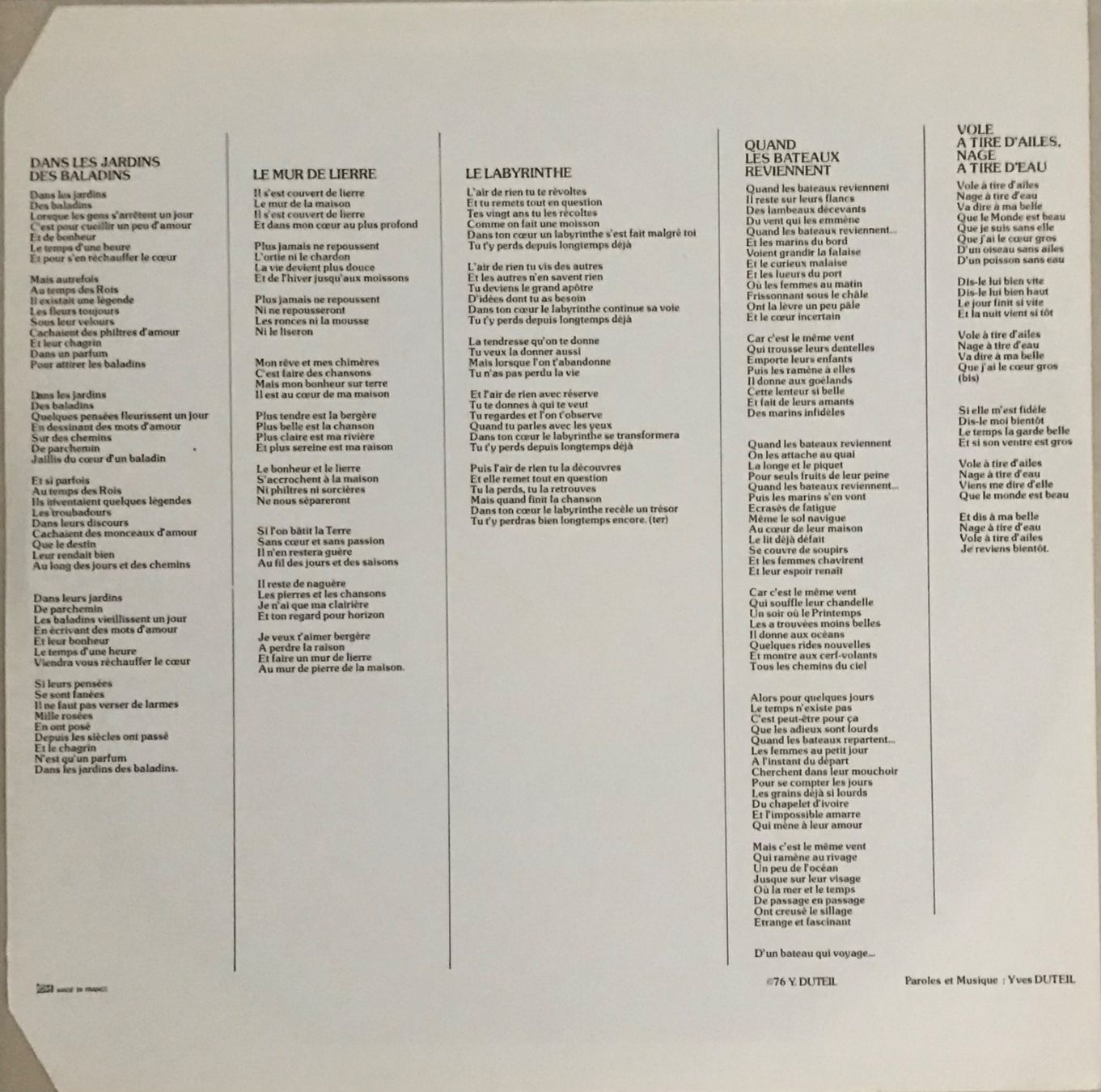 Schallplatten: YVES DUTEIL - YVES DUTEIL - 33 Tours – Gebraucht aus Bussigny von vinyl-pas-cher 4