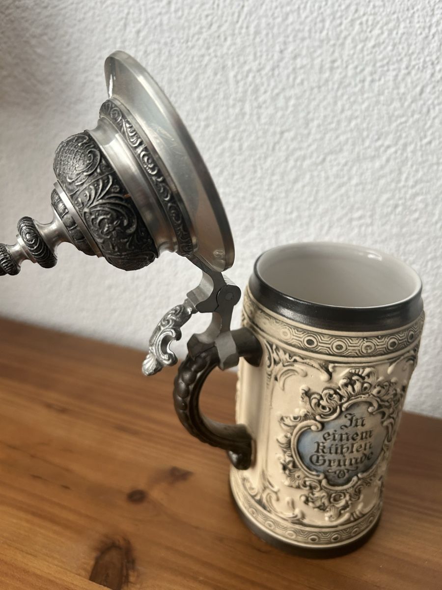 Bicchieri: 3er-Set Bierkrüge Gerz & Westerwald mit Zinndeckel – Usato da Hofstetten SO venduto da Treasurefinds 1