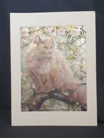 Metallic Effekt Bild Katze auf Ast mit Kirschblüten